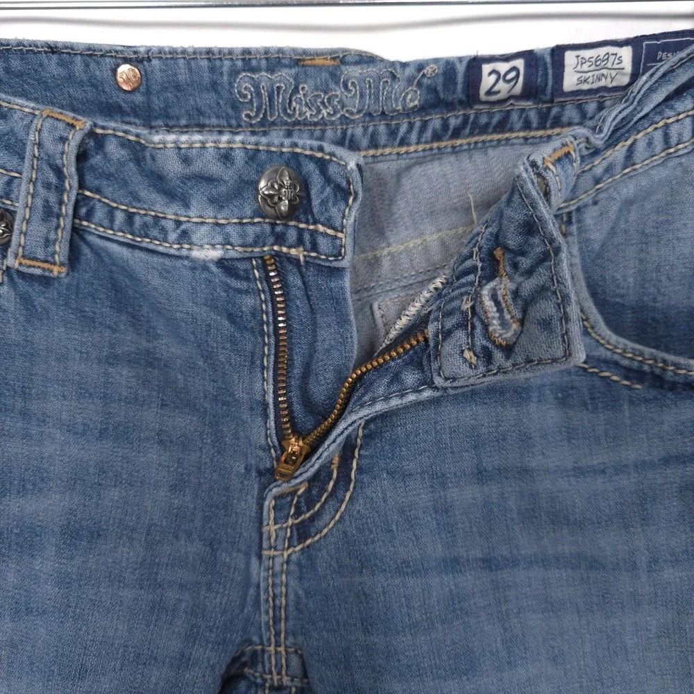 Miss Me Women's Jeans Size 29‎ Skinny Low Rise Embroidered JP5697S Med 103